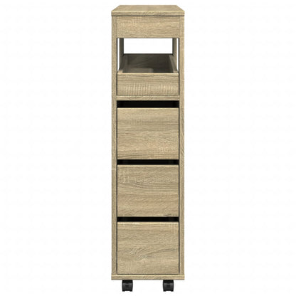Mobile da Bagno Stretto con Ruote Rovere Sonoma in Truciolato | homemem39
