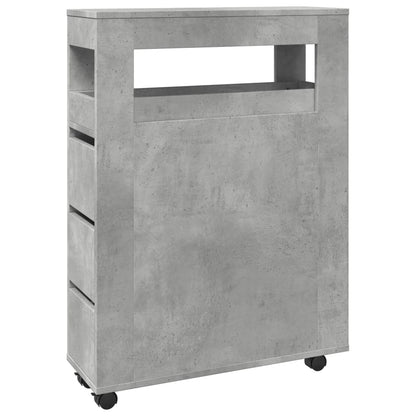Mobile da Bagno Stretto con Ruote Grigio Cemento in Truciolato | homemem39