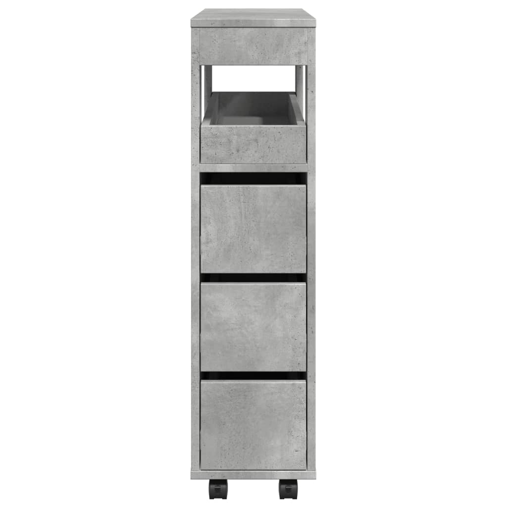Mobile da Bagno Stretto con Ruote Grigio Cemento in Truciolato | homemem39