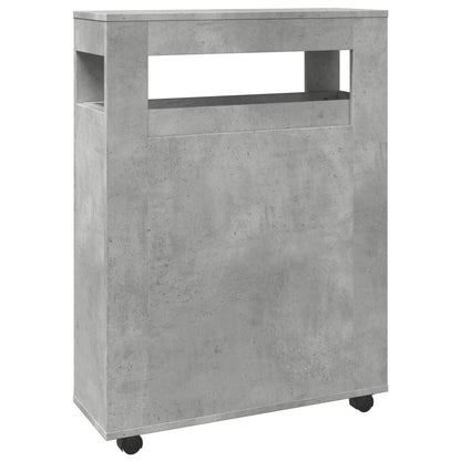 Mobile da Bagno Stretto con Ruote Grigio Cemento in Truciolato | homemem39