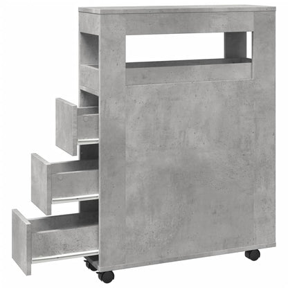 Mobile da Bagno Stretto con Ruote Grigio Cemento in Truciolato | homemem39