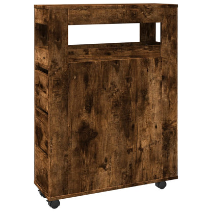 Mobile da Bagno Stretto con Ruote Rovere Fumo in Truciolato | homemem39