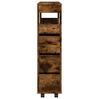 Mobile da Bagno Stretto con Ruote Rovere Fumo in Truciolato | homemem39