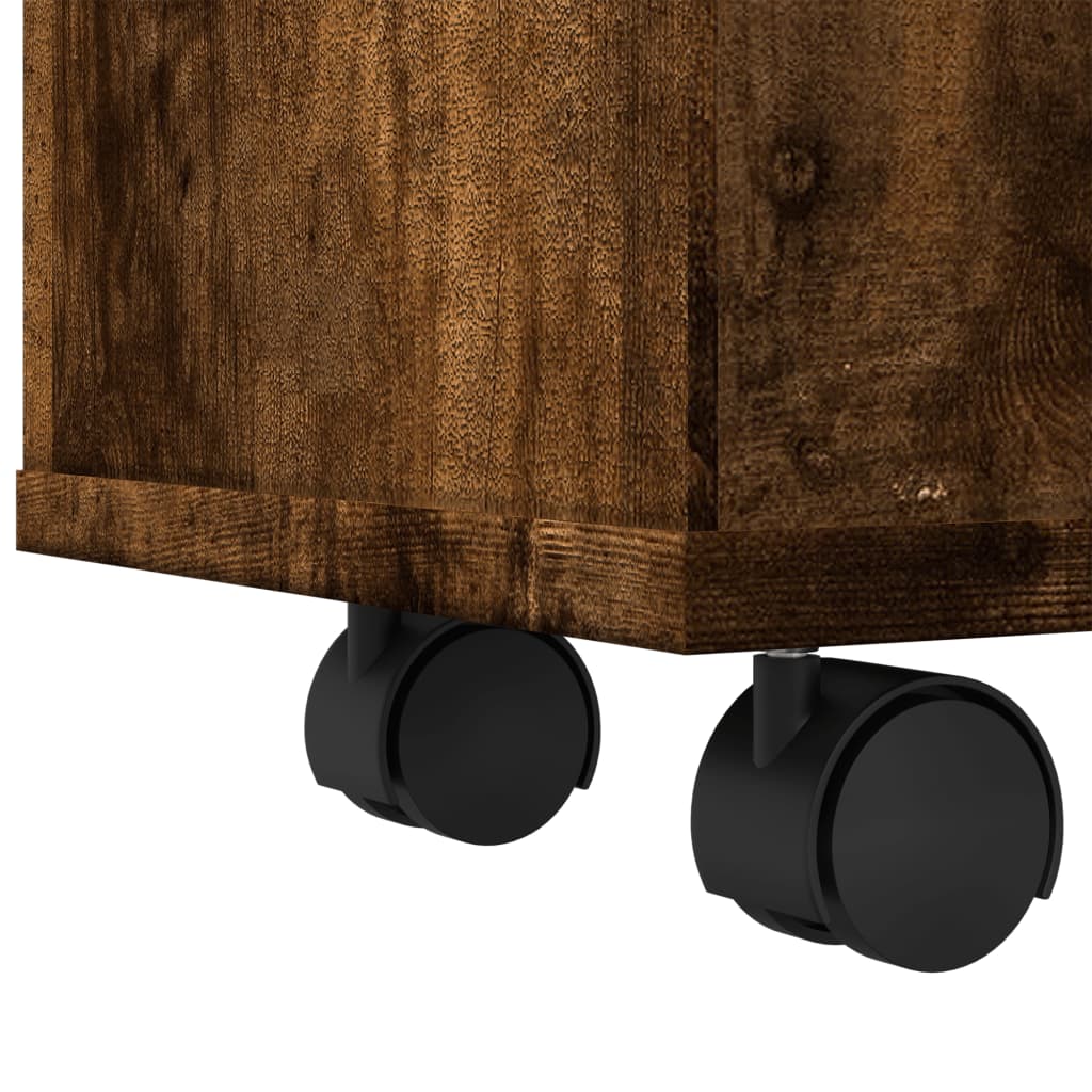 Mobile da Bagno Stretto con Ruote Rovere Fumo in Truciolato | homemem39
