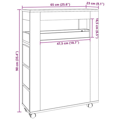 Mobile da Bagno Stretto con Ruote Rovere Fumo in Truciolato | homemem39