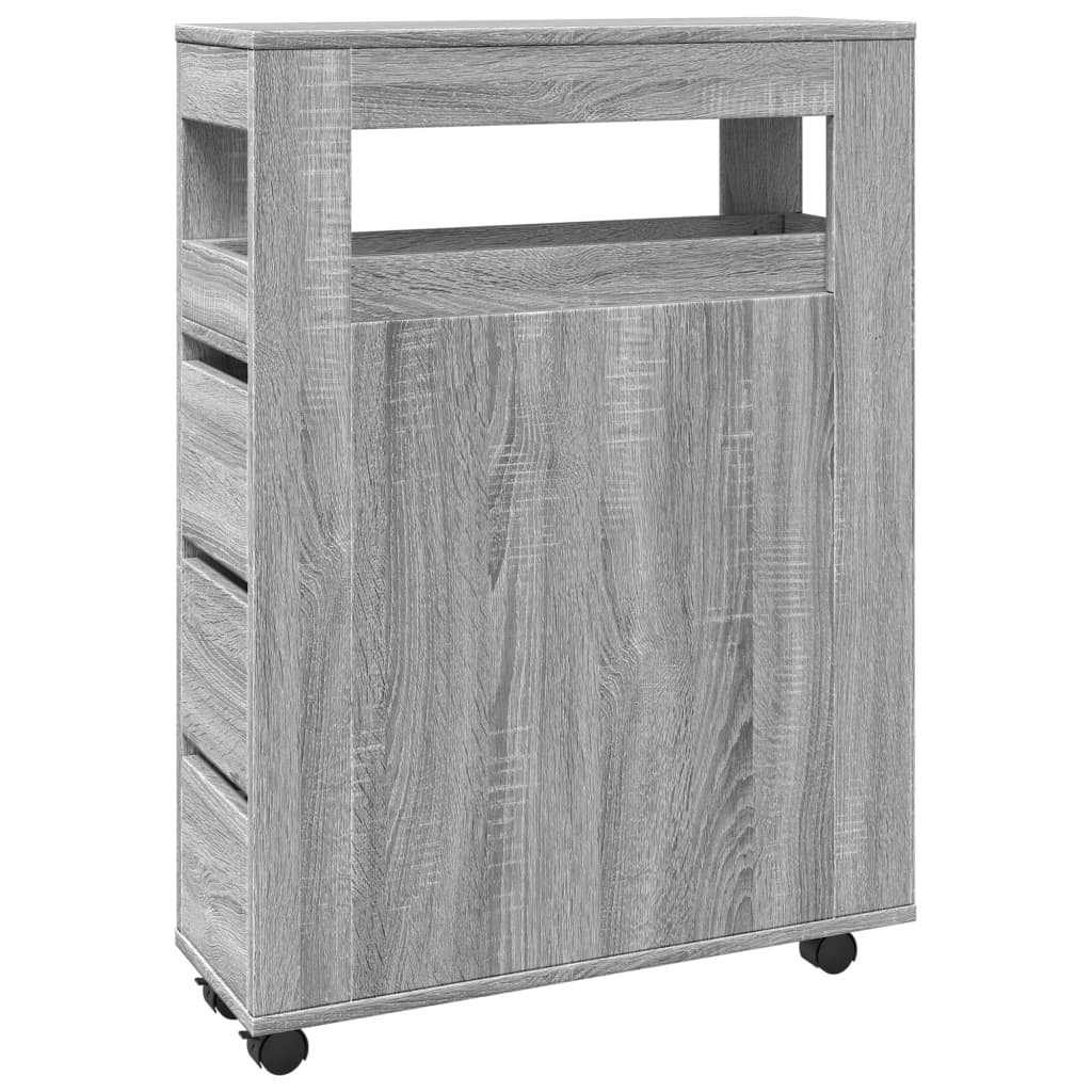 Mobile da Bagno Stretto con Ruote Grigio Sonoma in Truciolato | homemem39