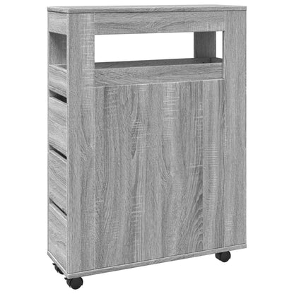 Mobile da Bagno Stretto con Ruote Grigio Sonoma in Truciolato | homemem39