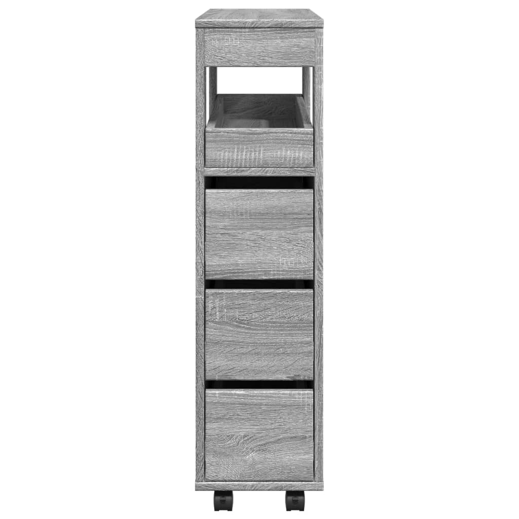 Mobile da Bagno Stretto con Ruote Grigio Sonoma in Truciolato | homemem39