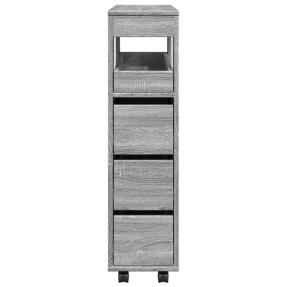 Mobile da Bagno Stretto con Ruote Grigio Sonoma in Truciolato | homemem39