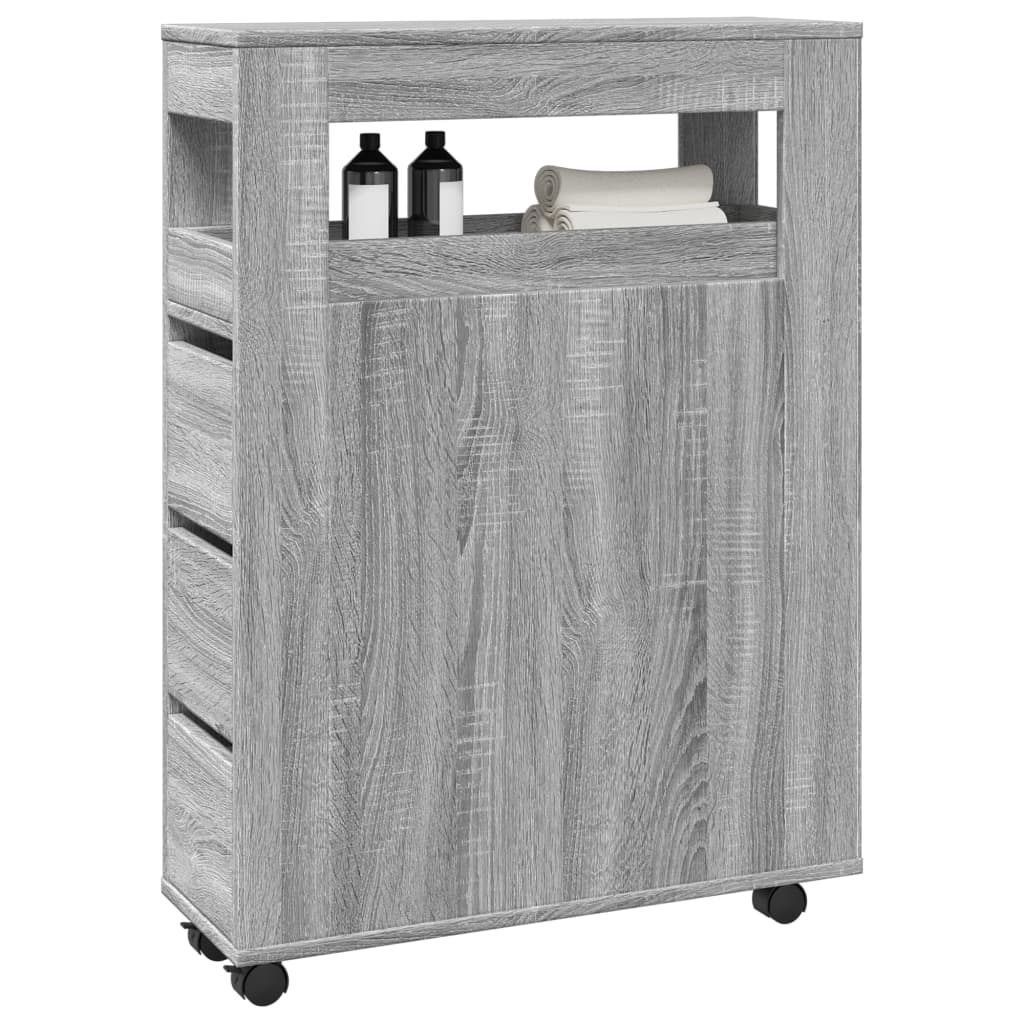 Mobile da Bagno Stretto con Ruote Grigio Sonoma in Truciolato | homemem39