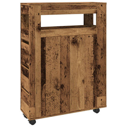 Mobile da Bagno Stretto con Ruote Legno Vecchio in Truciolato | homemem39