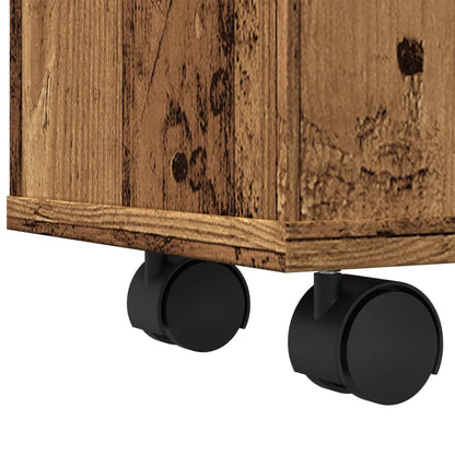 Mobile da Bagno Stretto con Ruote Legno Vecchio in Truciolato | homemem39