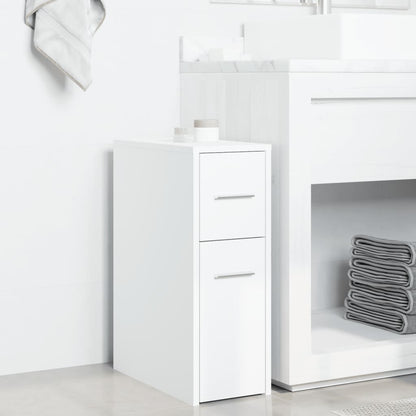 Armadietto da Bagno Stretto con Ruote Bianco in Truciolato | homemem39