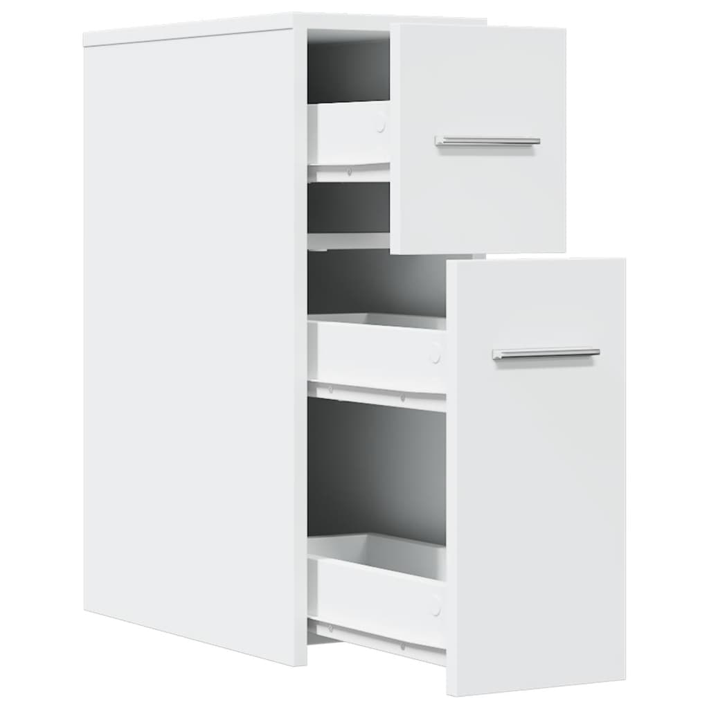 Armadietto da Bagno Stretto con Ruote Bianco in Truciolato | homemem39