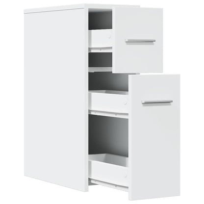 Armadietto da Bagno Stretto con Ruote Bianco in Truciolato | homemem39