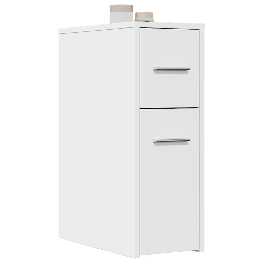 Armadietto da Bagno Stretto con Ruote Bianco in Truciolato | homemem39