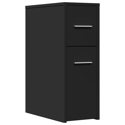 Armadietto da Bagno Stretto con Ruote Nero in Truciolato | homemem39