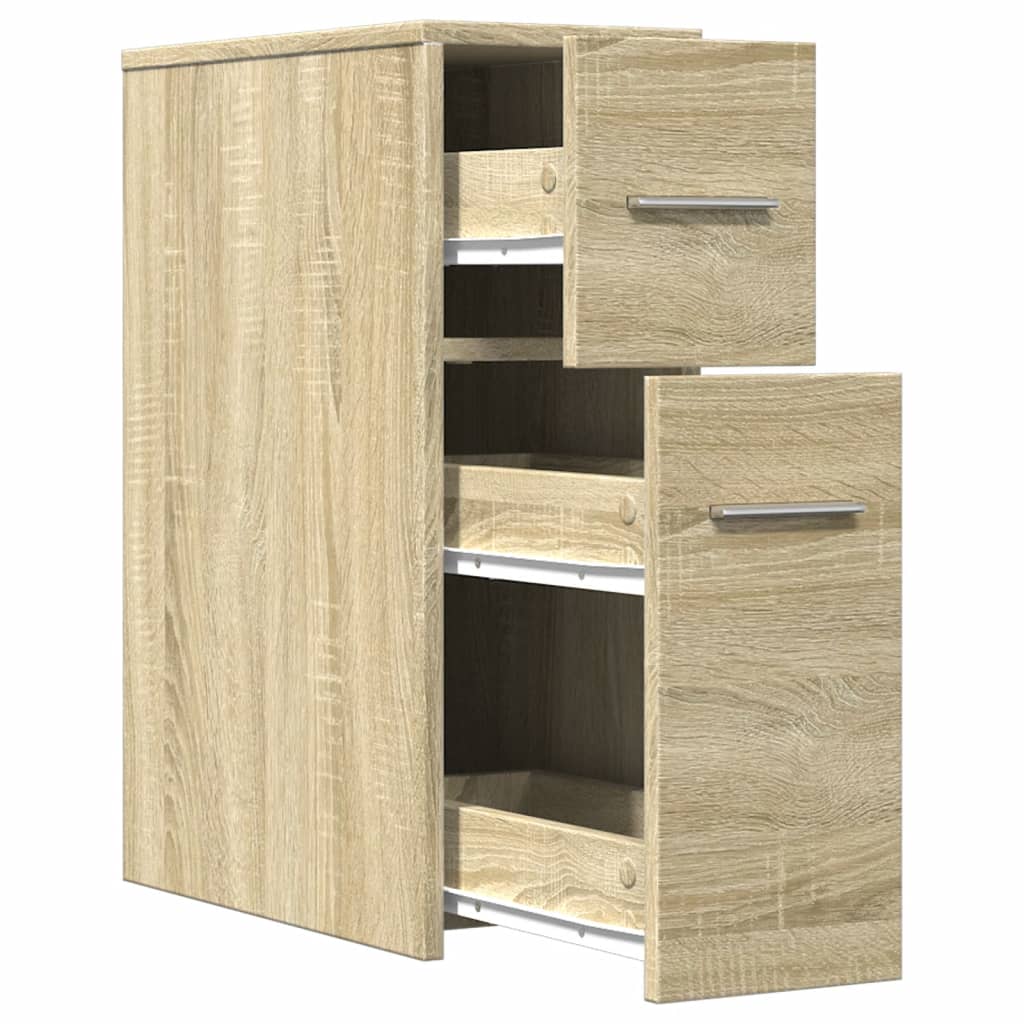 Armadietto da Bagno Stretto con Ruote Rovere Sonoma Truciolato | homemem39