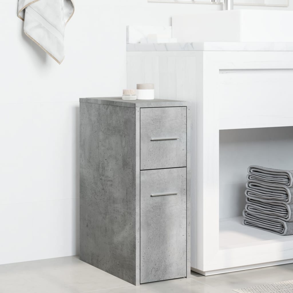 Armadietto da Bagno Stretto con Ruote Grigio Cemento Truciolato | homemem39