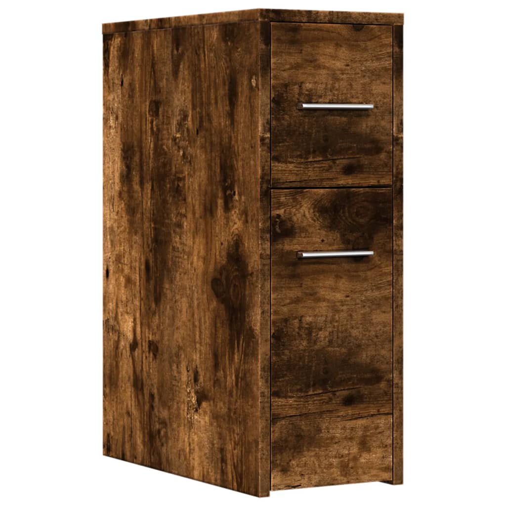 Armadietto da Bagno Stretto con Ruote Rovere Fumo in Truciolato | homemem39