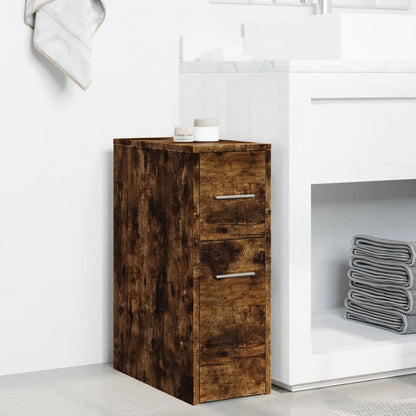 Armadietto da Bagno Stretto con Ruote Rovere Fumo in Truciolato | homemem39