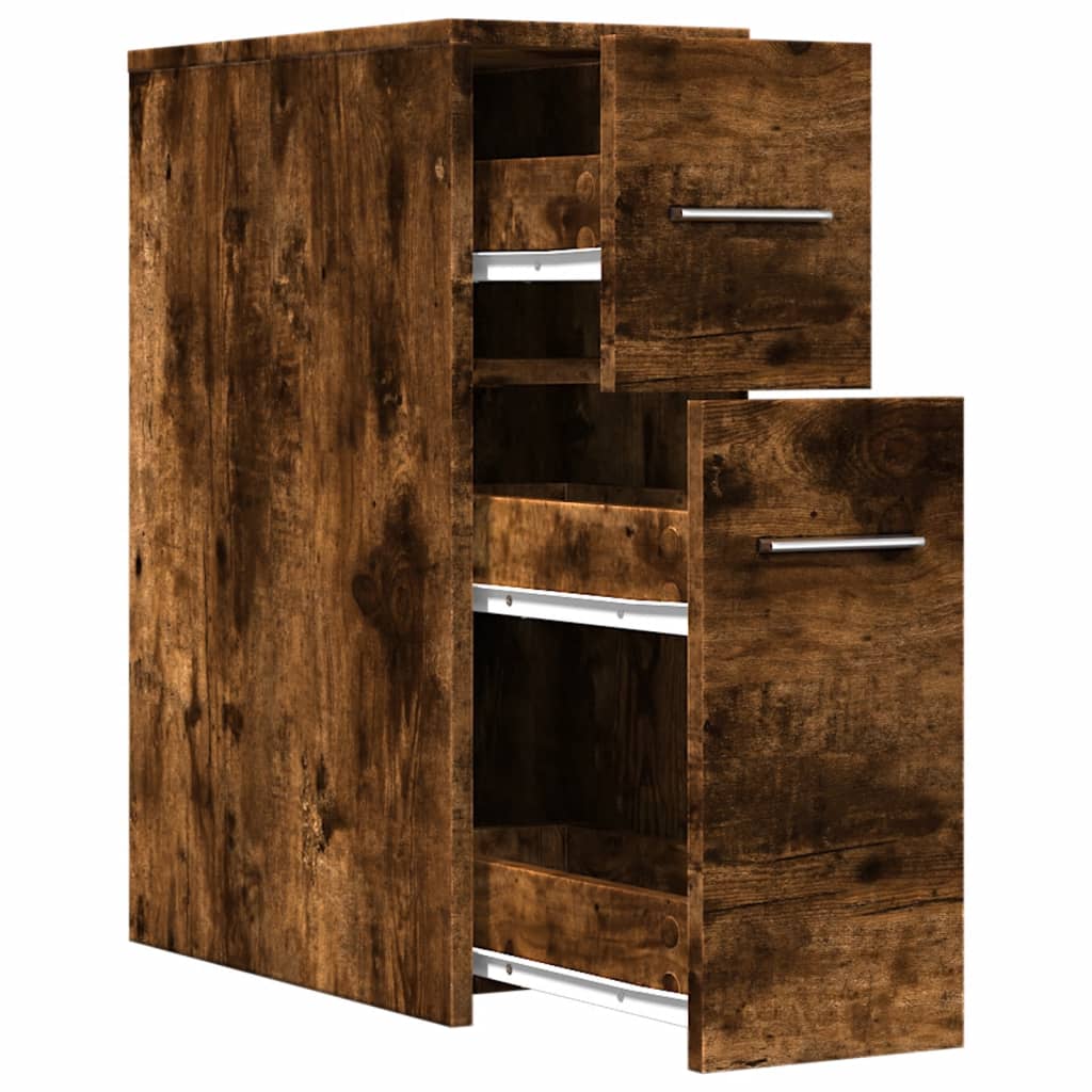 Armadietto da Bagno Stretto con Ruote Rovere Fumo in Truciolato | homemem39