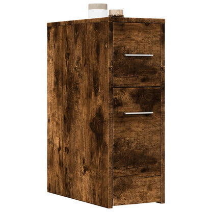 Armadietto da Bagno Stretto con Ruote Rovere Fumo in Truciolato | homemem39