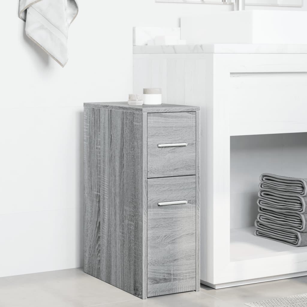 Armadietto da Bagno Stretto con Ruote Grigio Sonoma Truciolato | homemem39