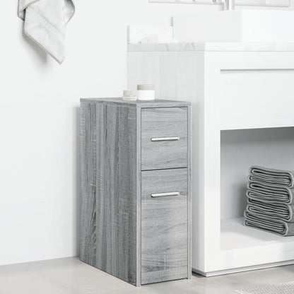 Armadietto da Bagno Stretto con Ruote Grigio Sonoma Truciolato | homemem39