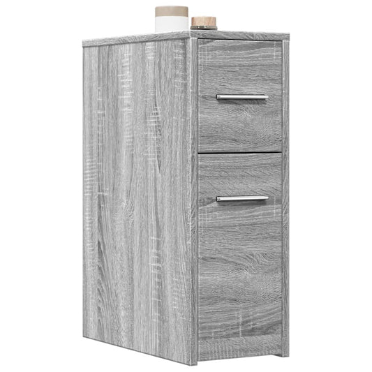 Armadietto da Bagno Stretto con Ruote Grigio Sonoma Truciolato | homemem39