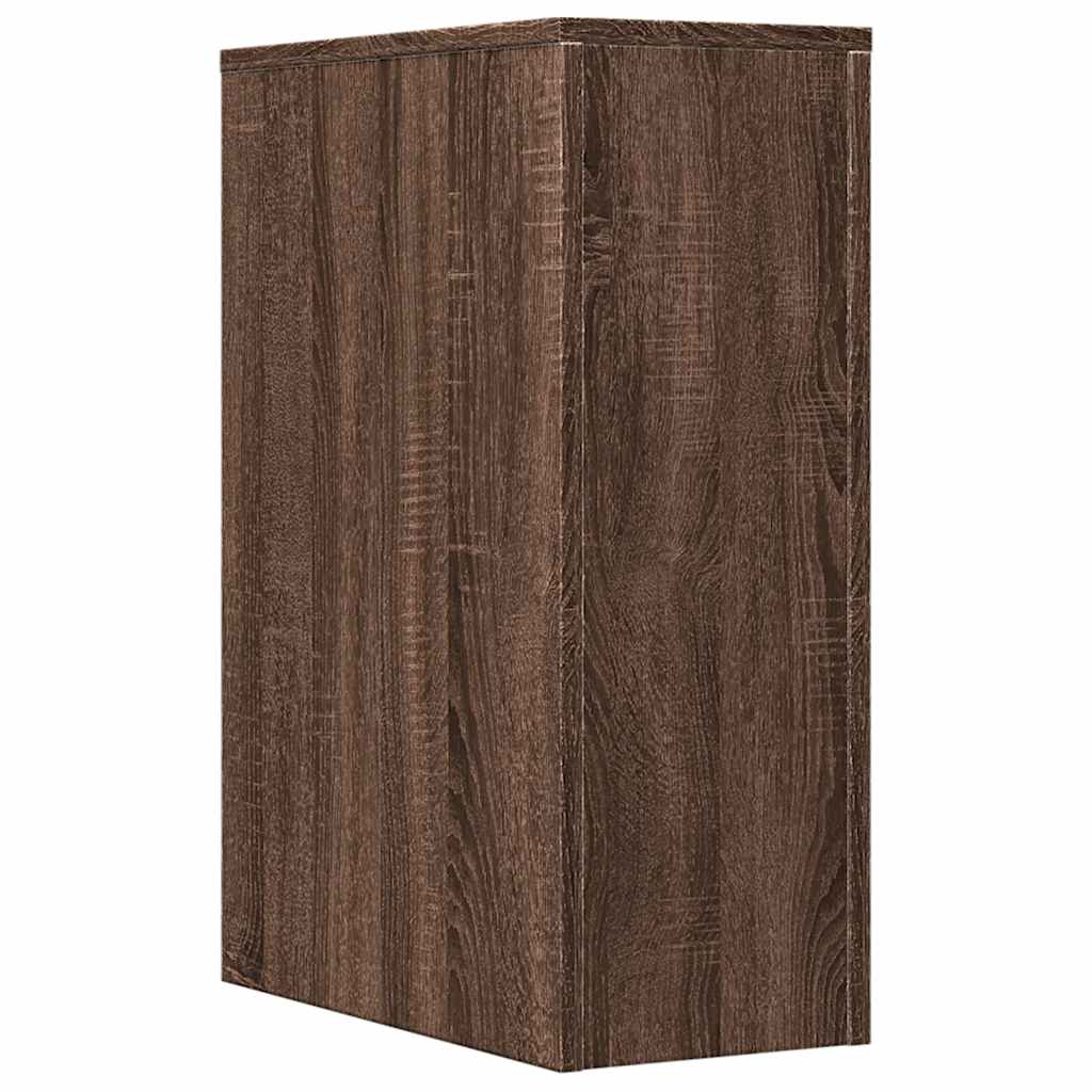 Armadietto da Bagno Stretto con Ruote Rovere Marrone Truciolato | homemem39