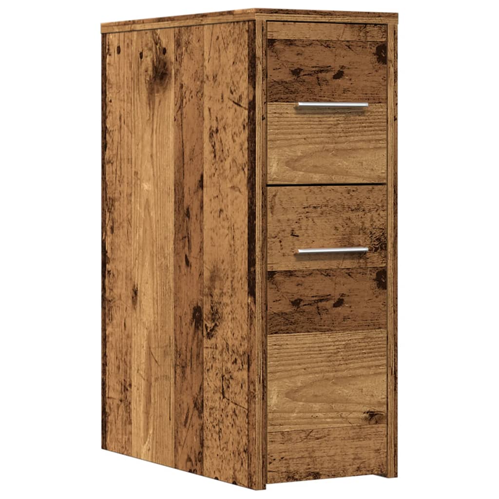 Armadietto da Bagno Stretto con Ruote Rovere Antico Truciolato | homemem39