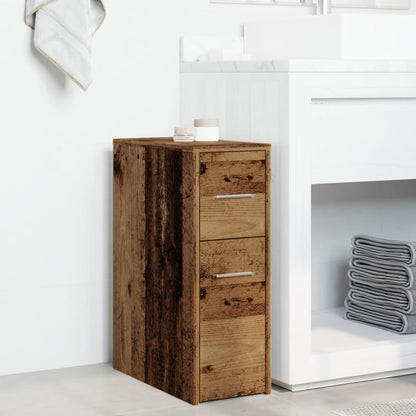 Armadietto da Bagno Stretto con Ruote Rovere Antico Truciolato | homemem39