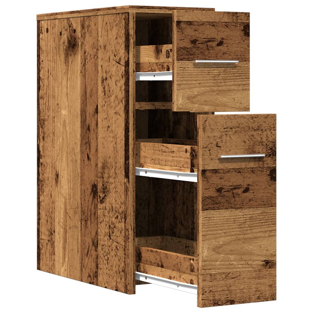 Armadietto da Bagno Stretto con Ruote Rovere Antico Truciolato | homemem39