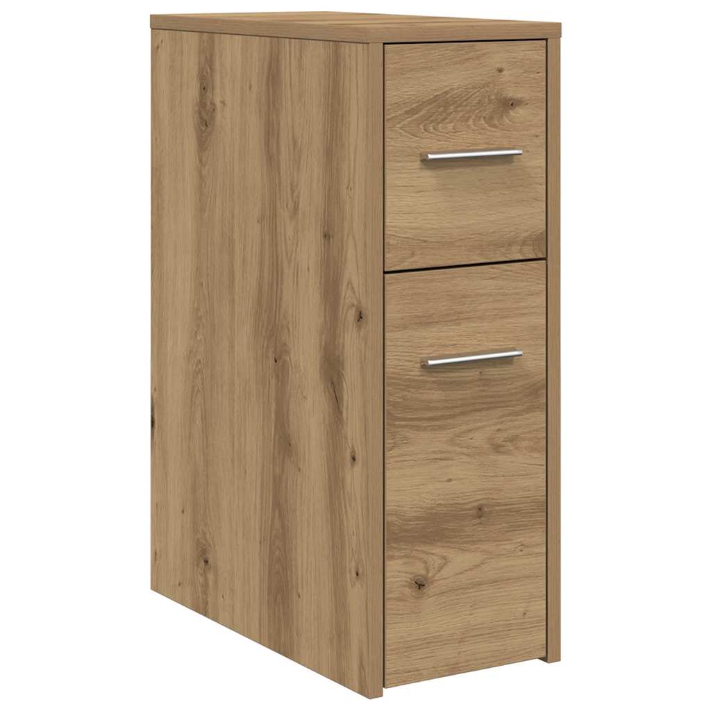 Mobile da Bagno Stretto con Ruote Rovere Artigianale Truciolato | homemem39