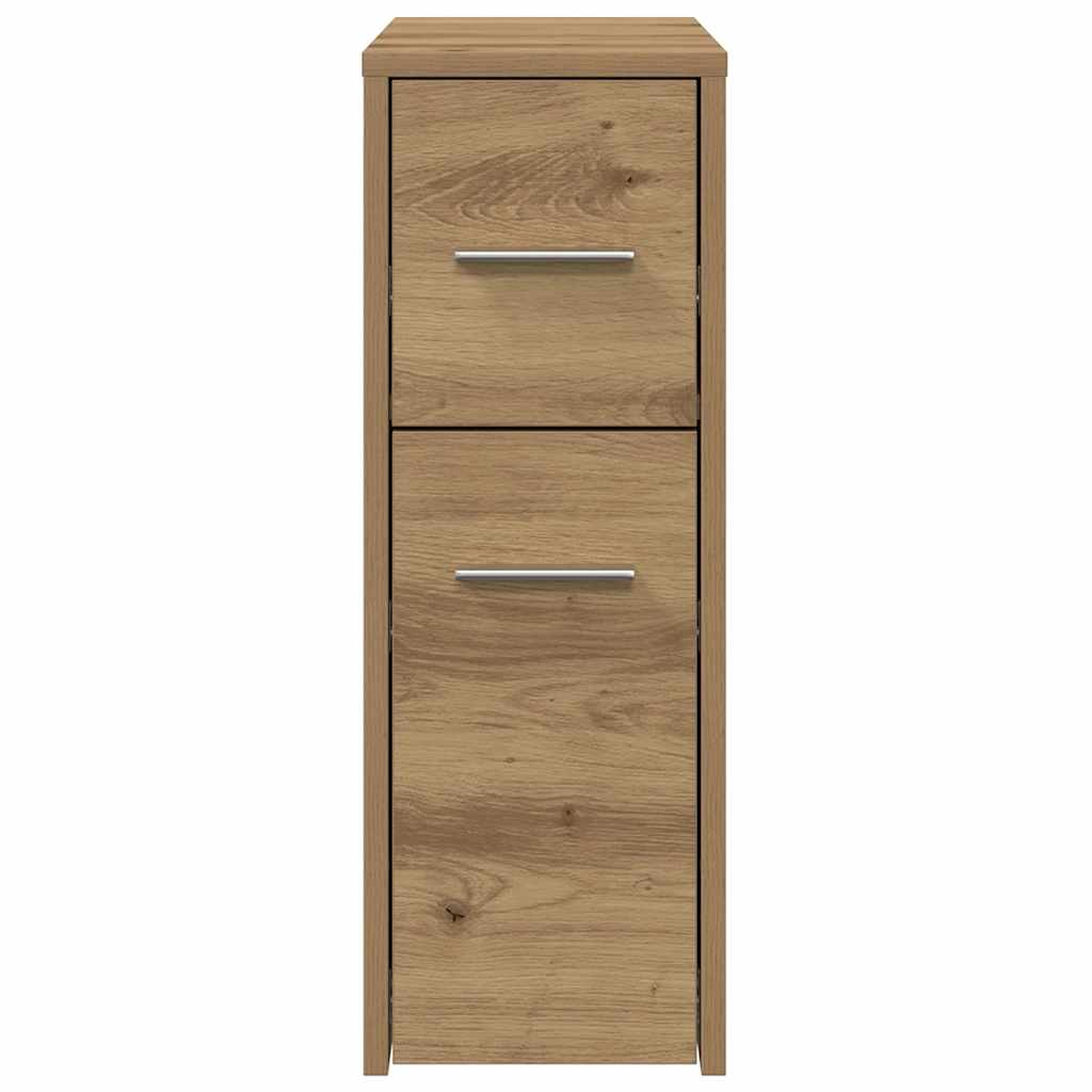 Mobile da Bagno Stretto con Ruote Rovere Artigianale Truciolato | homemem39