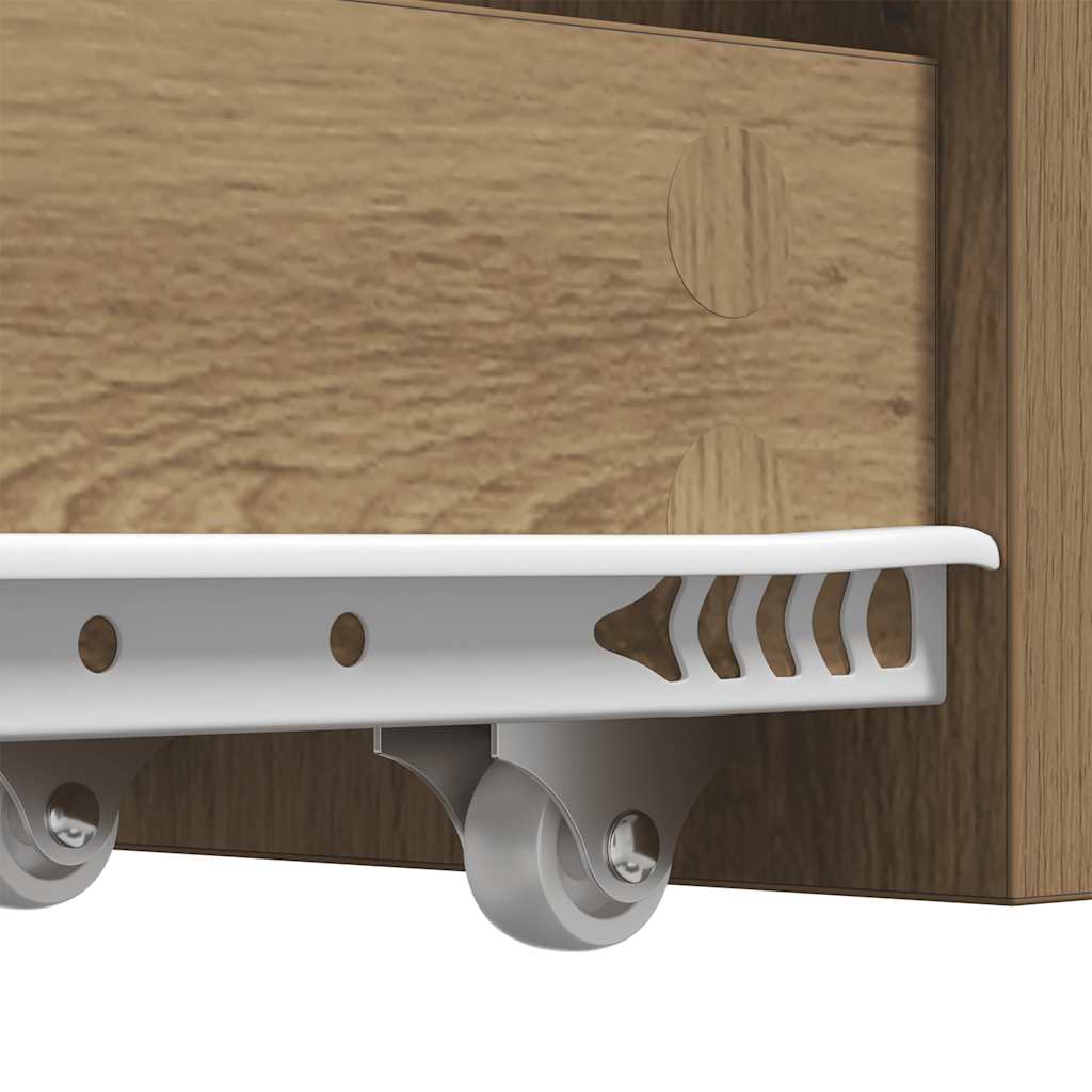 Mobile da Bagno Stretto con Ruote Rovere Artigianale Truciolato | homemem39