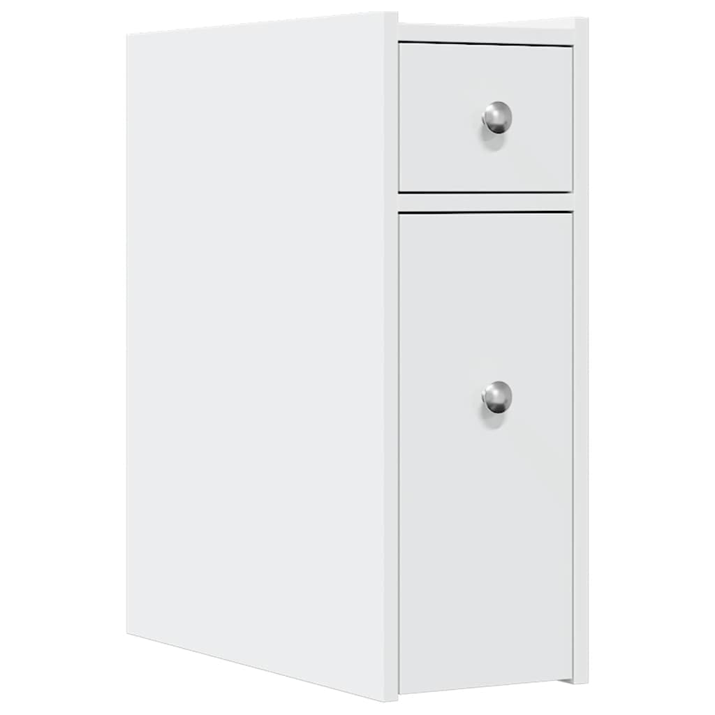 Armadietto da Bagno Stretto con Ruote Bianco in Truciolato | homemem39