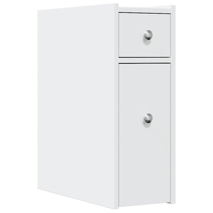 Armadietto da Bagno Stretto con Ruote Bianco in Truciolato | homemem39