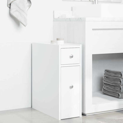 Armadietto da Bagno Stretto con Ruote Bianco in Truciolato | homemem39