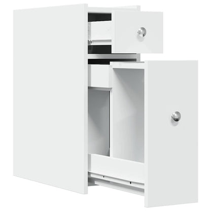 Armadietto da Bagno Stretto con Ruote Bianco in Truciolato | homemem39