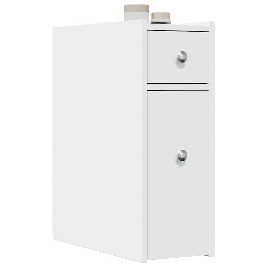 Armadietto da Bagno Stretto con Ruote Bianco in Truciolato | homemem39