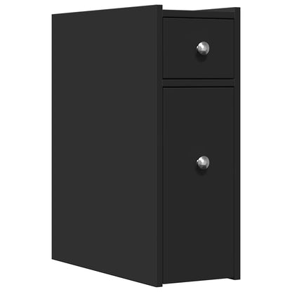 Armadietto da Bagno Stretto con Ruote Nero in Truciolato | homemem39