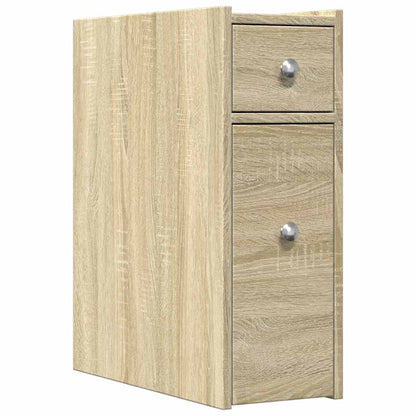 Armadietto da Bagno Stretto con Ruote Rovere Sonoma Truciolato | homemem39
