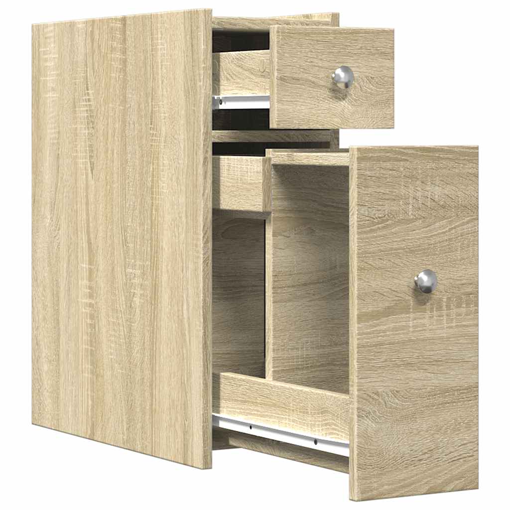 Armadietto da Bagno Stretto con Ruote Rovere Sonoma Truciolato | homemem39