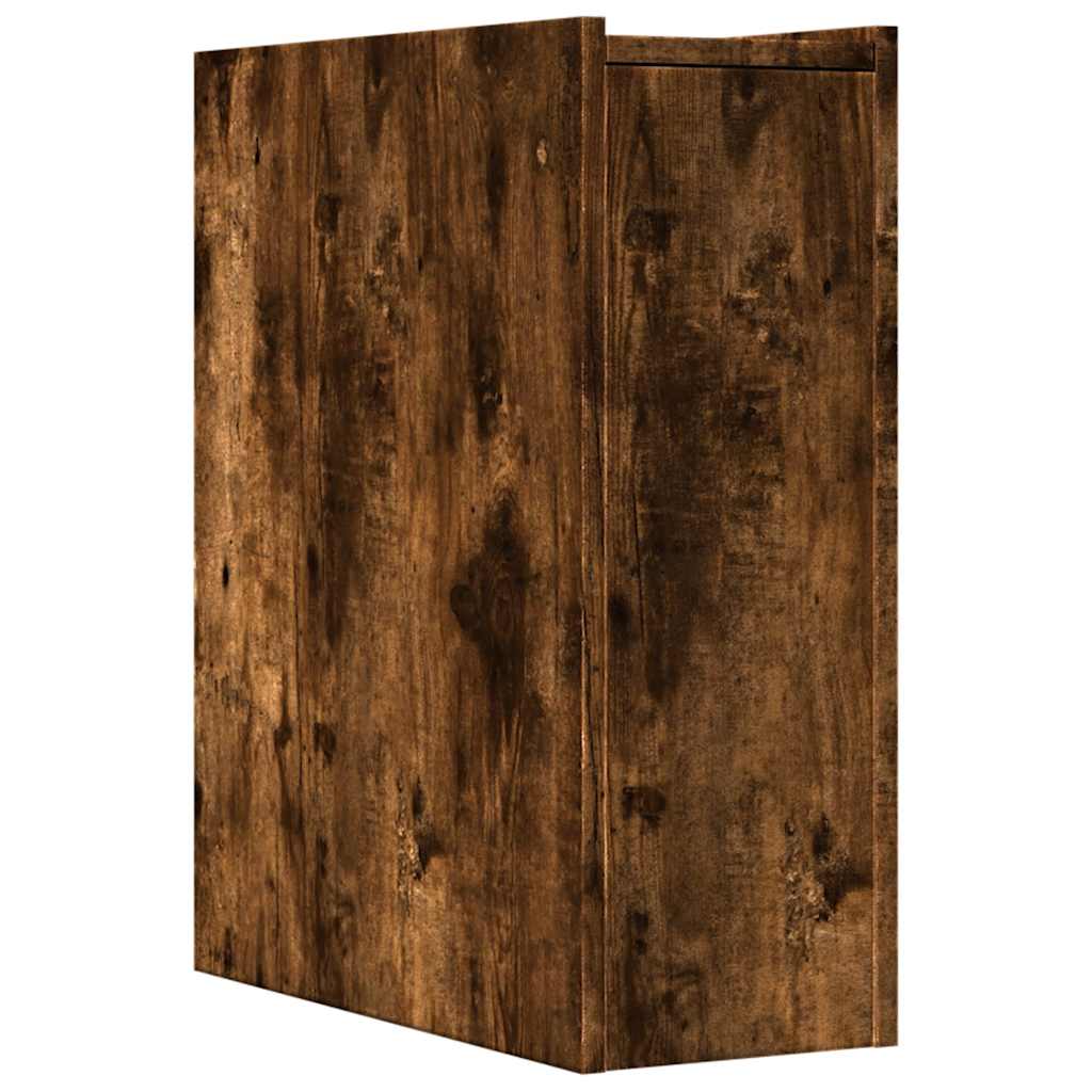 Armadietto da Bagno Stretto con Ruote Rovere Fumo in Truciolato | homemem39