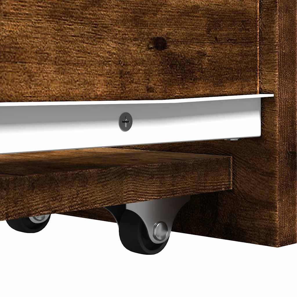 Armadietto da Bagno Stretto con Ruote Rovere Fumo in Truciolato | homemem39