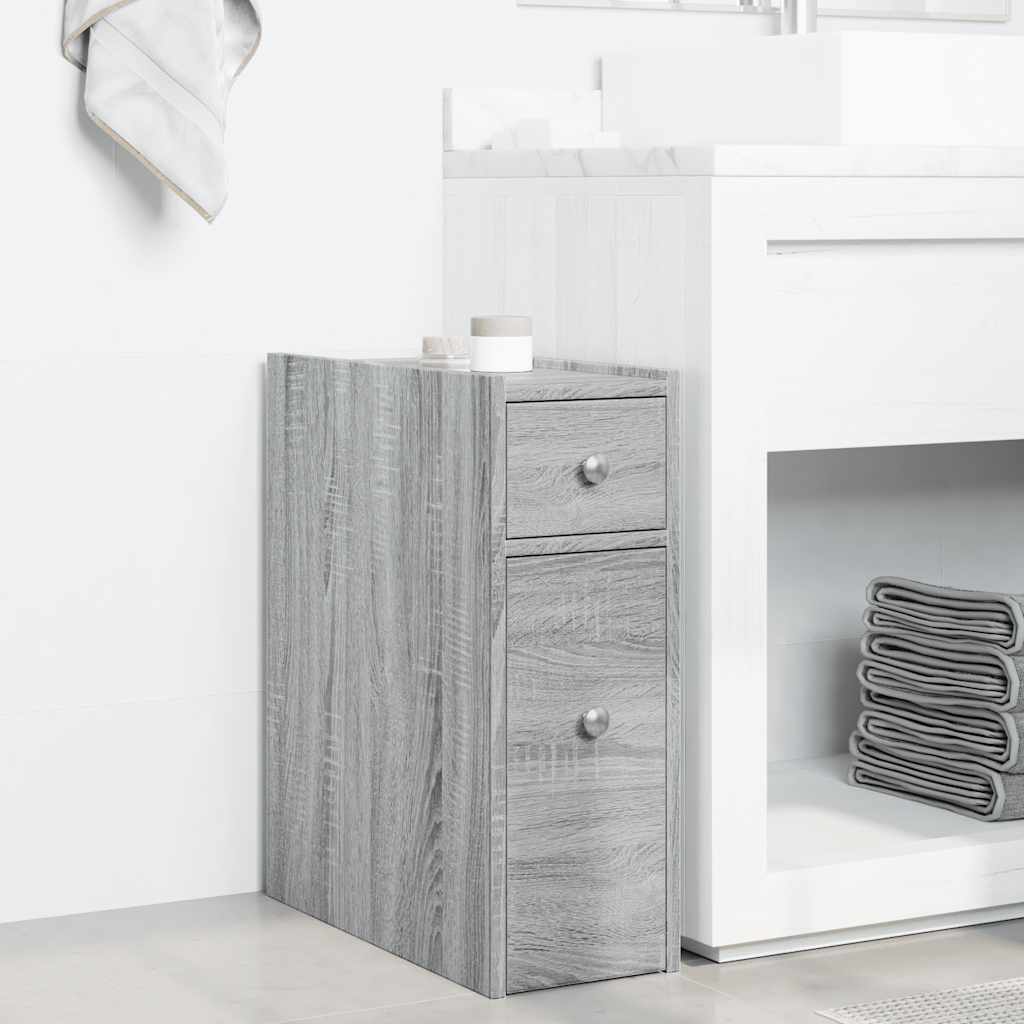 Armadietto da Bagno Stretto con Ruote Grigio Sonoma Truciolato | homemem39