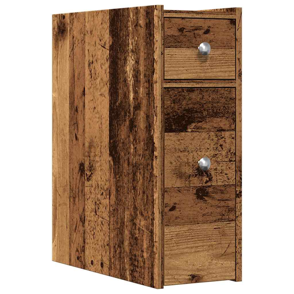 Armadietto da Bagno Stretto con Ruote Rovere Antico Truciolato