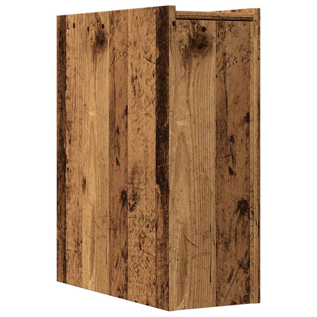 Armadietto da Bagno Stretto con Ruote Rovere Antico Truciolato